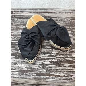 Castaner Black Satin Twist Bow Slide Espadrille Summer Wedding